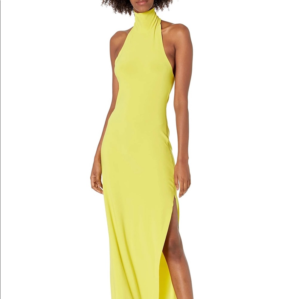 Norma Kamali Women's Halter Turtle Side Slit Gown